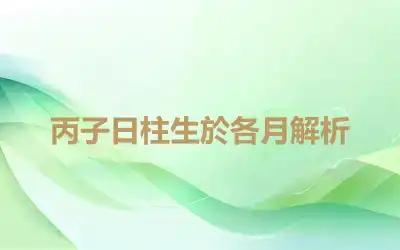 丙子日柱生於各月解析