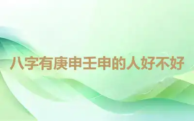 八字有庚申壬申的人好不好