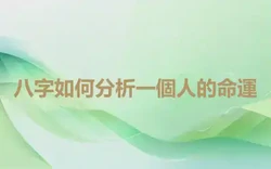 八字如何分析一個人的命運