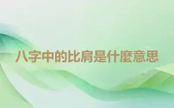 八字中的比肩是什麼意思