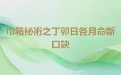 巾箱祕術之丁卯日各月命斷口訣